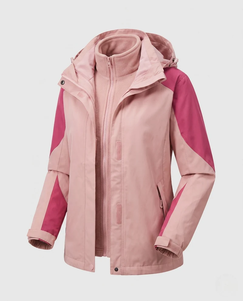 Damen Zwei-in-Eins Softshell- und Fleece-Outdoormantel mit Kapuze Drune