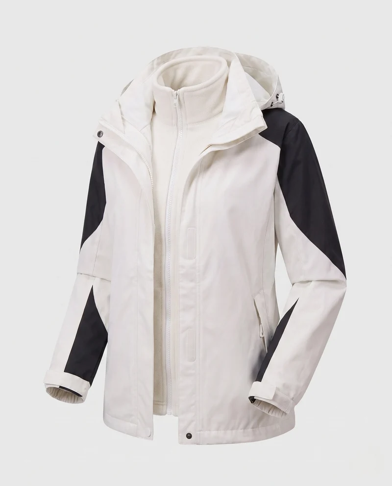 Damen Zwei-in-Eins Softshell- und Fleece-Outdoormantel mit Kapuze Drune