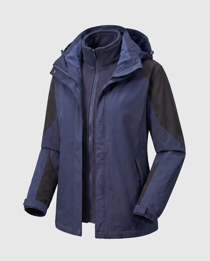 Damen Zwei-in-Eins Softshell- und Fleece-Outdoormantel mit Kapuze Drune