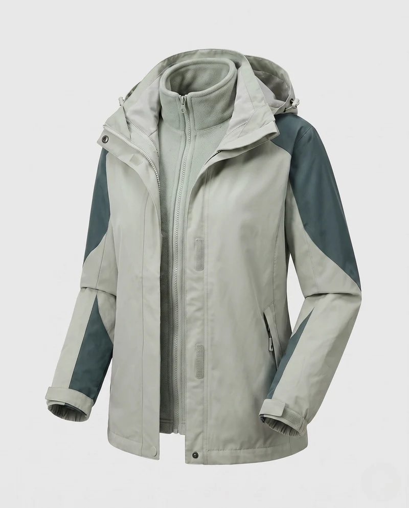 Damen Zwei-in-Eins Softshell- und Fleece-Outdoormantel mit Kapuze Drune