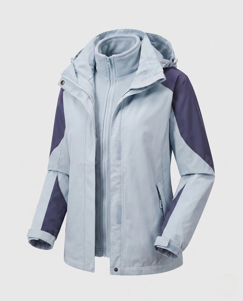 Damen Zwei-in-Eins Softshell- und Fleece-Outdoormantel mit Kapuze Drune