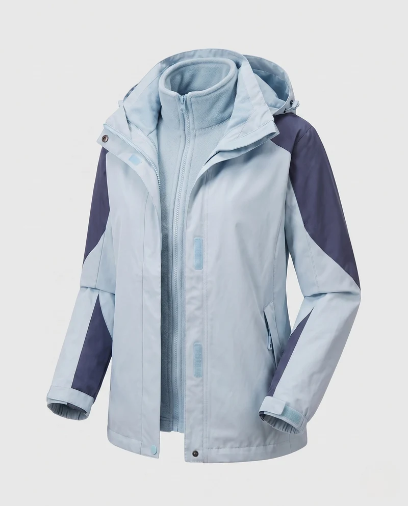 Damen Zwei-in-Eins Softshell- und Fleece-Outdoormantel mit Kapuze Drune