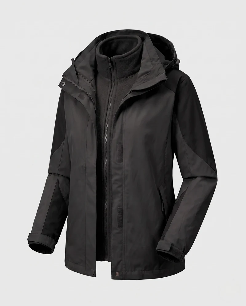 Damen Zwei-in-Eins Softshell- und Fleece-Outdoormantel mit Kapuze Drune
