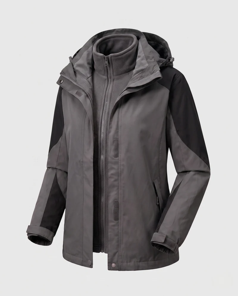Damen Zwei-in-Eins Softshell- und Fleece-Outdoormantel mit Kapuze Drune