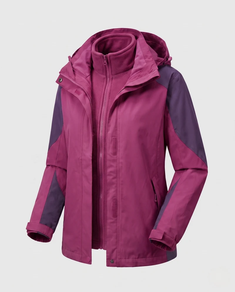 Damen Zwei-in-Eins Softshell- und Fleece-Outdoormantel mit Kapuze Drune