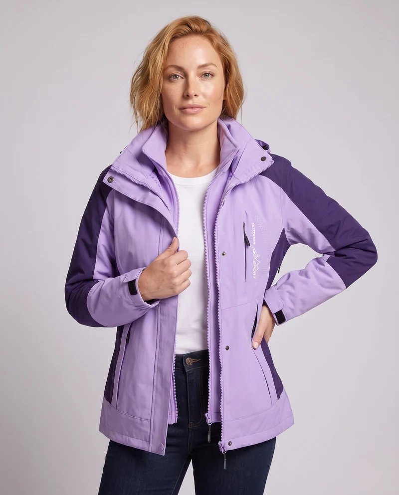 Damen Zwei-Lagen Softshell Parka mit wärmendem Fleece-Innenfutter und verstellbarer Kapuze Drune