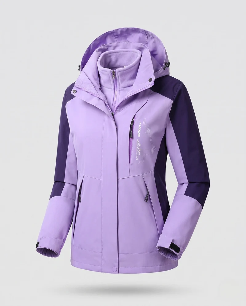 Damen Zwei-Lagen Softshell Parka mit wärmendem Fleece-Innenfutter und verstellbarer Kapuze Drune
