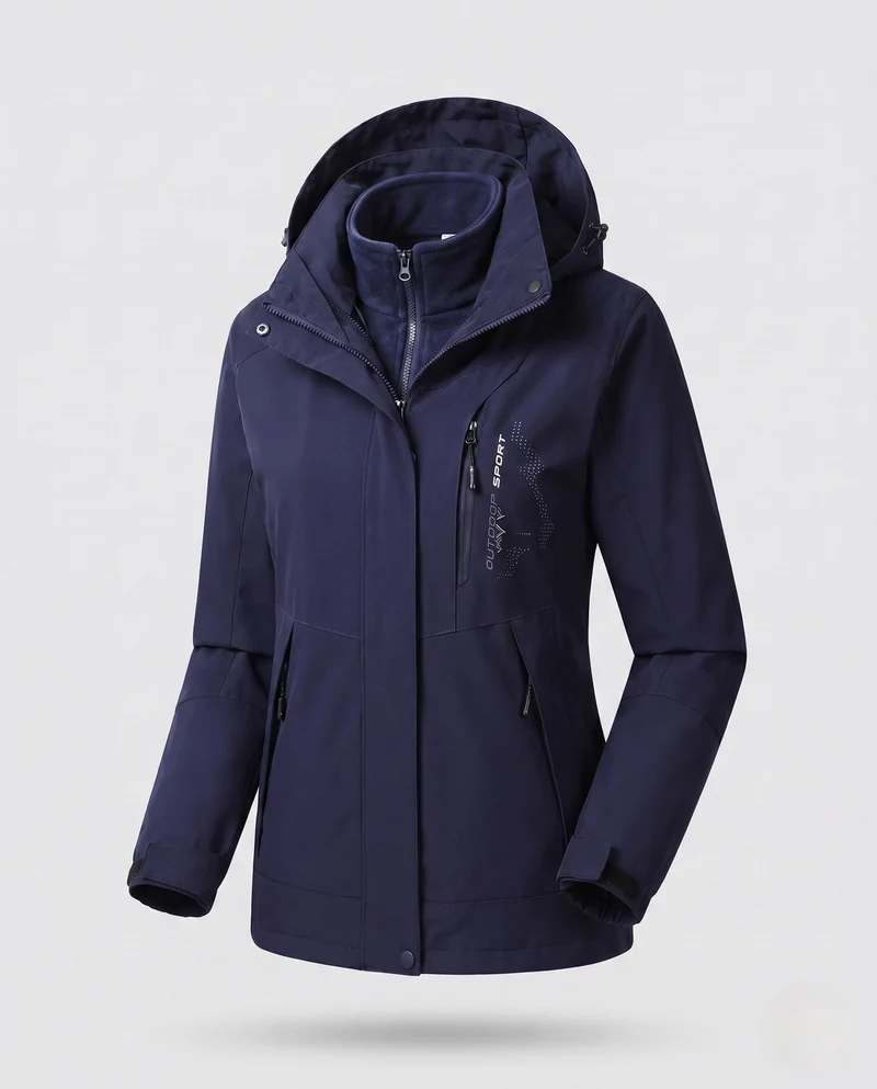 Damen Zwei-Lagen Softshell Parka mit wärmendem Fleece-Innenfutter und verstellbarer Kapuze Drune