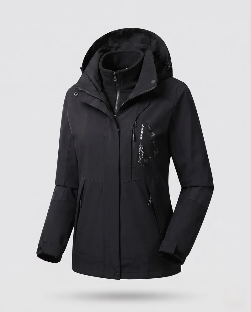 Damen Zwei-Lagen Softshell Parka mit wärmendem Fleece-Innenfutter und verstellbarer Kapuze Drune