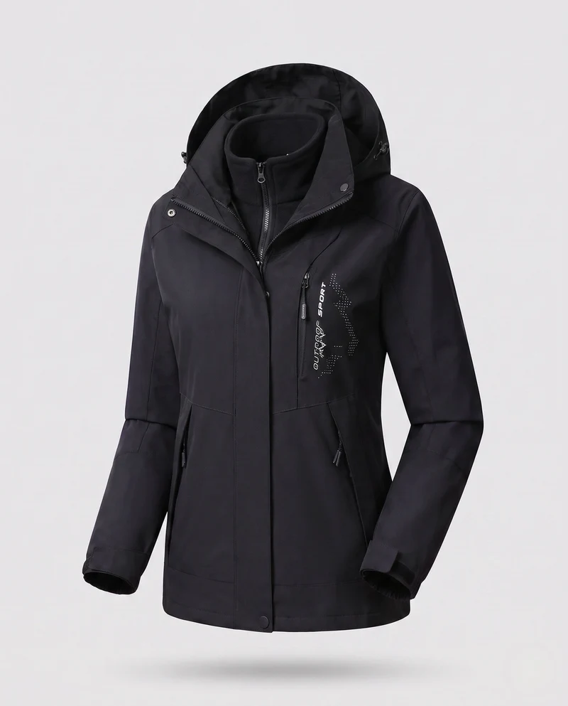 Damen Zwei-Lagen Softshell Parka mit wärmendem Fleece-Innenfutter und verstellbarer Kapuze Drune