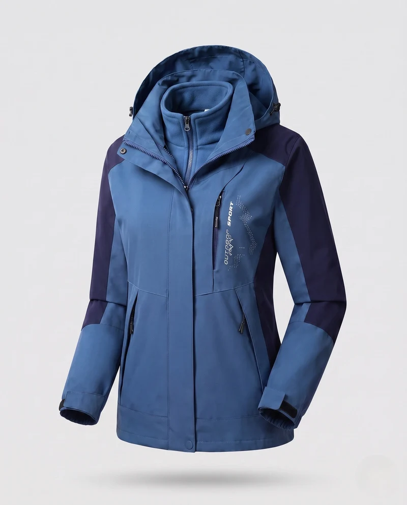 Damen Zwei-Lagen Softshell Parka mit wärmendem Fleece-Innenfutter und verstellbarer Kapuze Drune