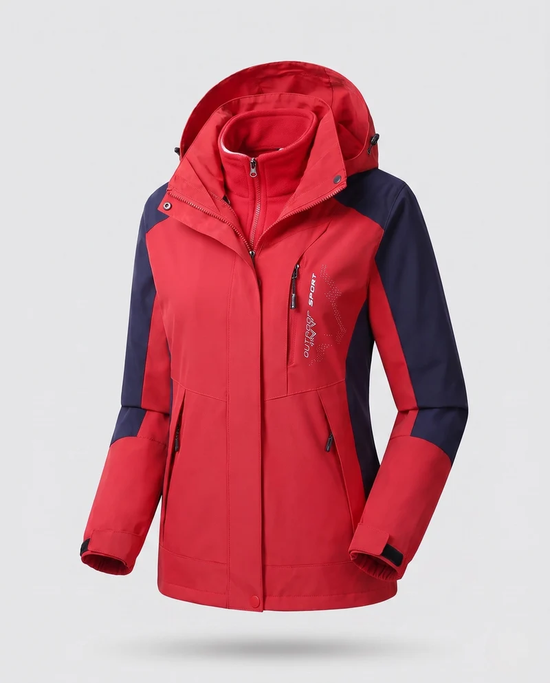 Damen Zwei-Lagen Softshell Parka mit wärmendem Fleece-Innenfutter und verstellbarer Kapuze Drune