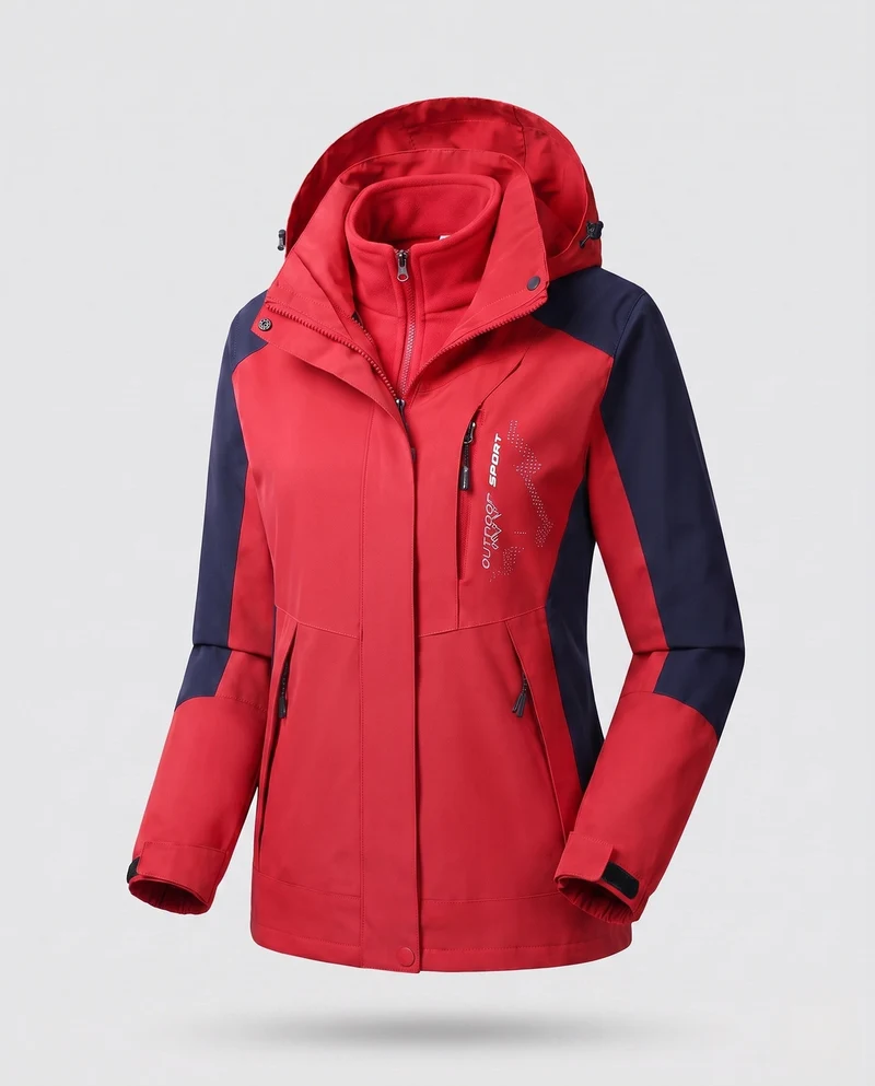 Damen Zwei-Lagen Softshell Parka mit wärmendem Fleece-Innenfutter und verstellbarer Kapuze Drune