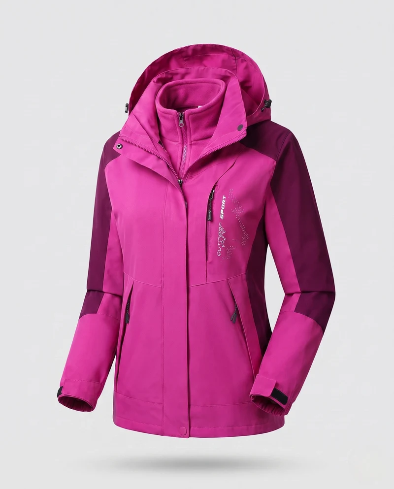 Damen Zwei-Lagen Softshell Parka mit wärmendem Fleece-Innenfutter und verstellbarer Kapuze Drune