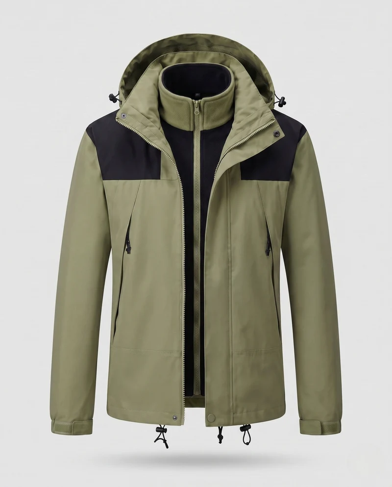 Damen Softshell-Jacke 2-in-1 mit abnehmbarer Fleece-Innenjacke und verstellbarer Kapuze Drune