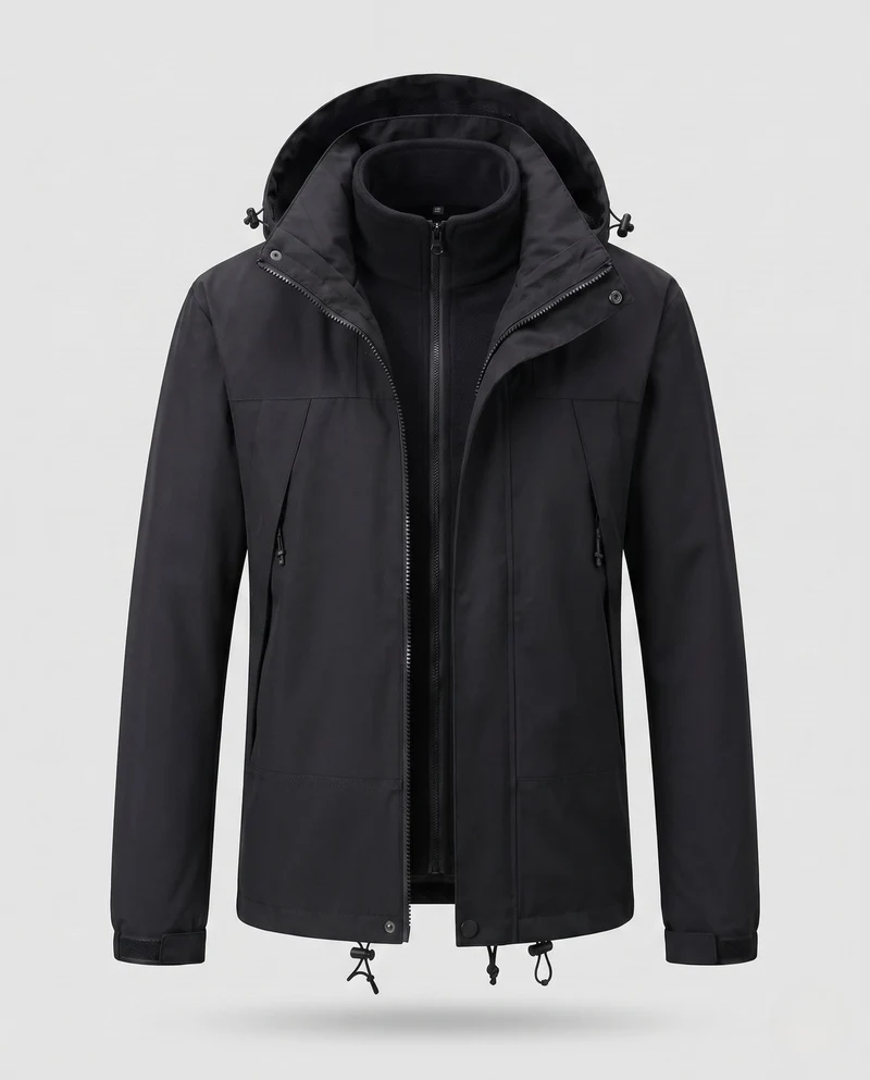 Damen Softshell-Jacke 2-in-1 mit abnehmbarer Fleece-Innenjacke und verstellbarer Kapuze Drune