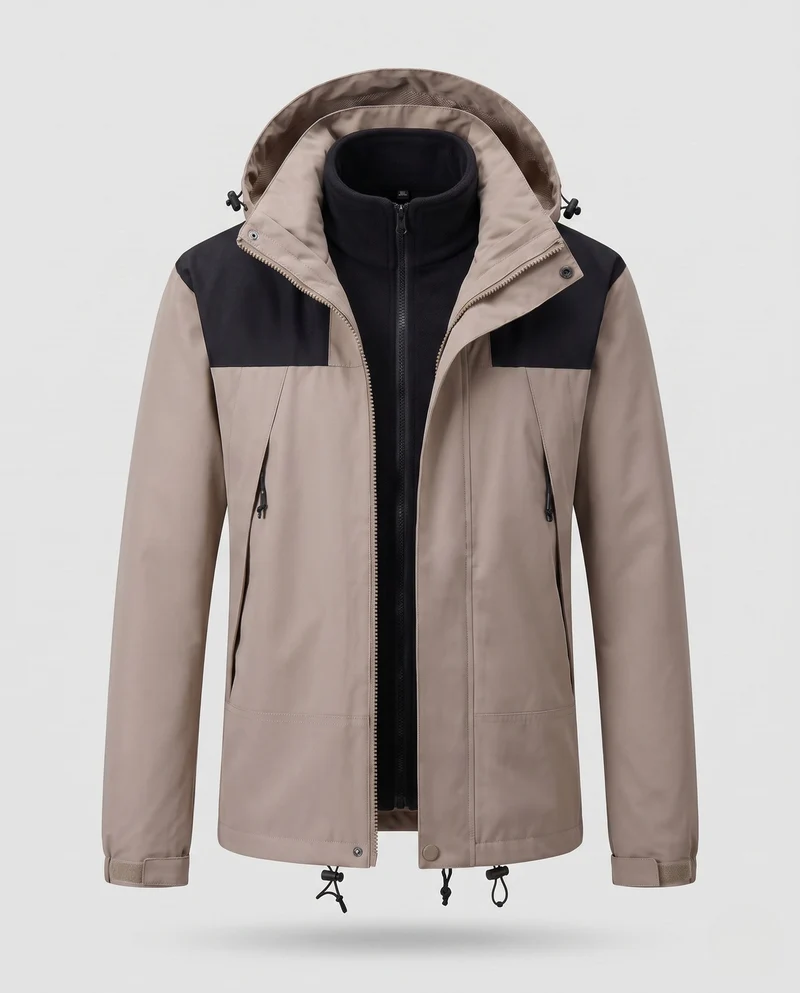 Damen Softshell-Jacke 2-in-1 mit abnehmbarer Fleece-Innenjacke und verstellbarer Kapuze Drune