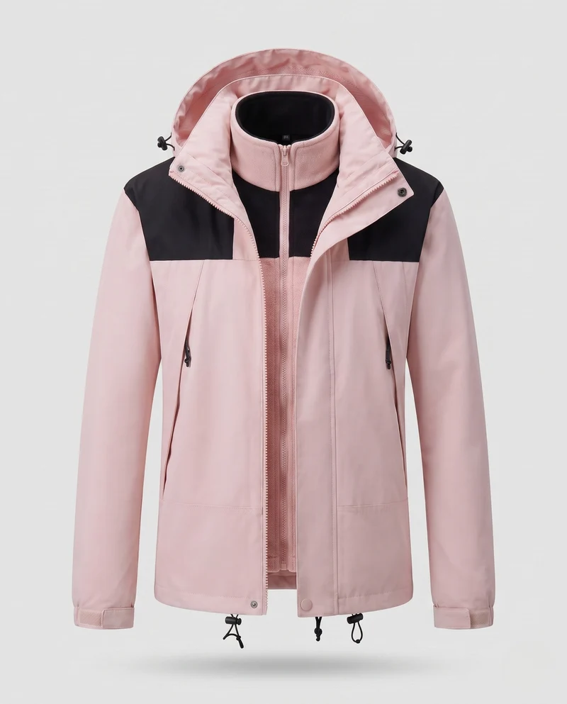 Damen Softshell-Jacke 2-in-1 mit abnehmbarer Fleece-Innenjacke und verstellbarer Kapuze Drune