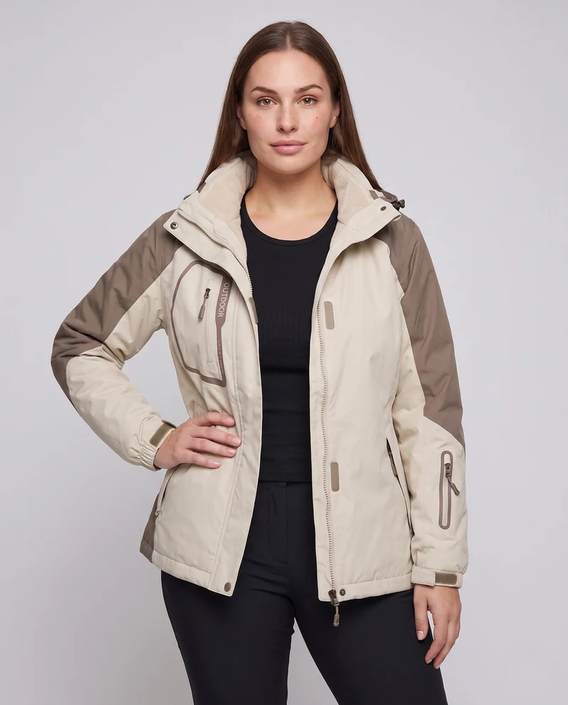 Damen Zweiteiler Outdoor-Jacke mit abnehmbarer Fleece-Innenjacke und wasserdichter Membran Drune