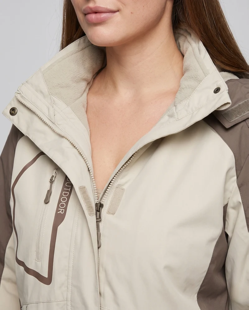 Damen Zweiteiler Outdoor-Jacke mit abnehmbarer Fleece-Innenjacke und wasserdichter Membran Drune