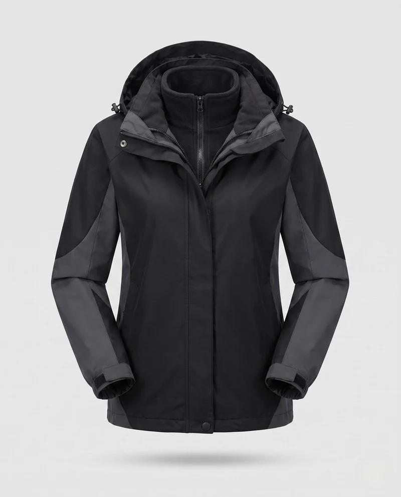 Damen Zwei-Punkte Softshell Regenjacke mit abnehmbarer Fleece-Innenjacke Drune