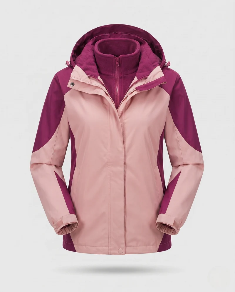 Damen Zwei-Punkte Softshell Regenjacke mit abnehmbarer Fleece-Innenjacke Drune