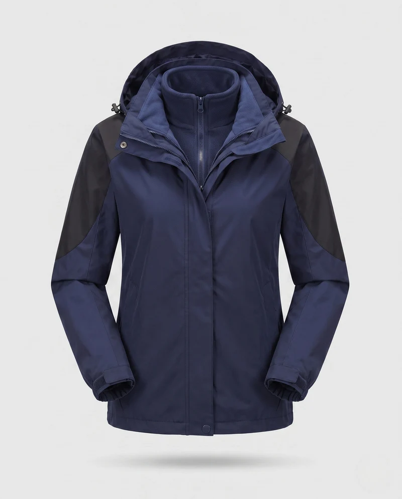 Damen Zwei-Punkte Softshell Regenjacke mit abnehmbarer Fleece-Innenjacke Drune