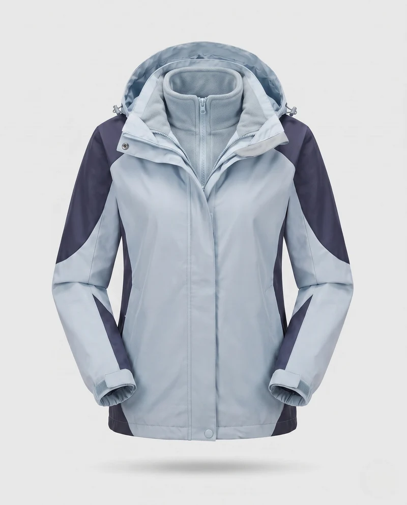 Damen Zwei-Punkte Softshell Regenjacke mit abnehmbarer Fleece-Innenjacke Drune