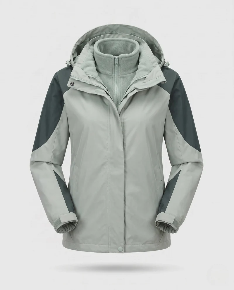 Damen Zwei-Punkte Softshell Regenjacke mit abnehmbarer Fleece-Innenjacke Drune