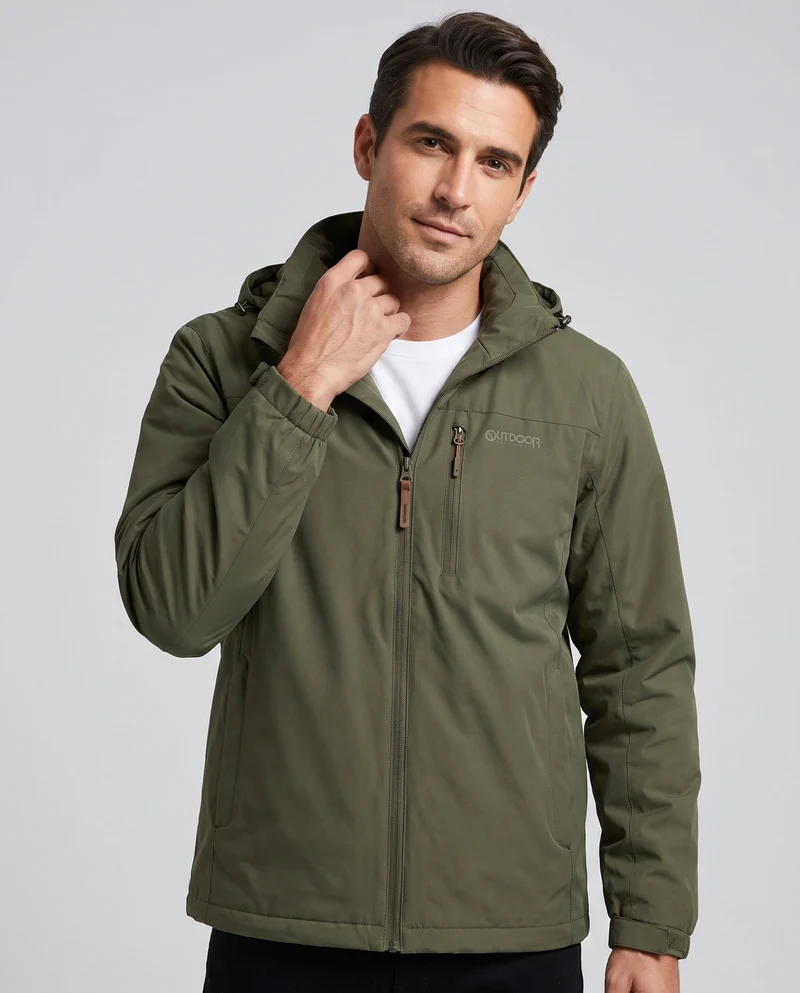 Atmungsaktive leichte Outdoor-Jacke für Herren mit Kapuze, Mesh-Innenfutter und mehreren Taschen Drune