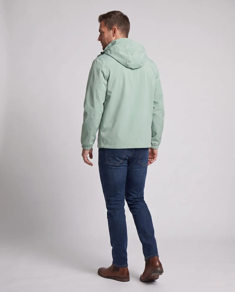 Herren Atmungsaktive Softshell Funktionsjacke mit verstaubarem Kapuze und Klettverschlussärmeln Drune