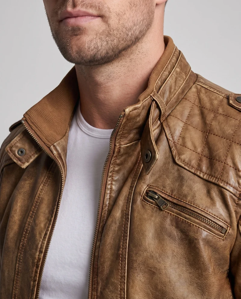 Herren Piloten-Canvas-Jacke mit gesteppter Schulterpartie, Schulterklappen und Reißverschlusstaschen Drune