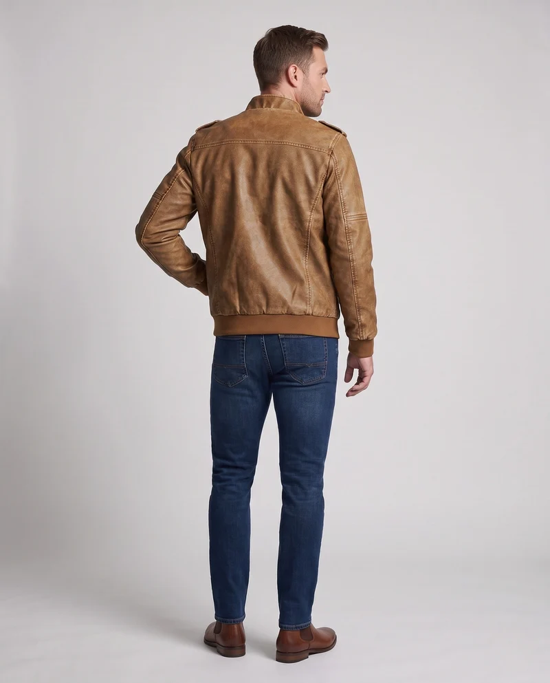 Herren Piloten-Canvas-Jacke mit gesteppter Schulterpartie, Schulterklappen und Reißverschlusstaschen Drune
