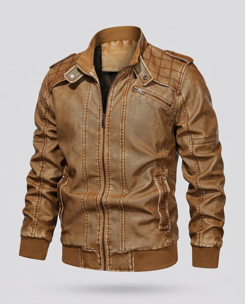 Herren Piloten-Canvas-Jacke mit gesteppter Schulterpartie, Schulterklappen und Reißverschlusstaschen Drune