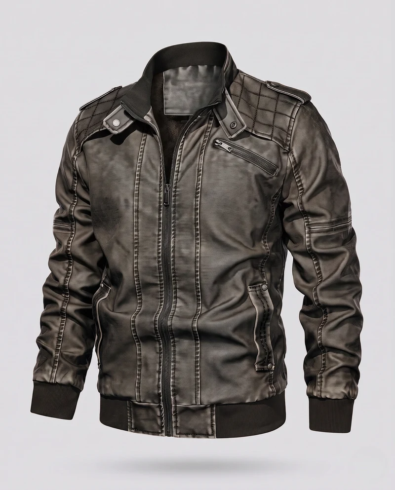 Herren Piloten-Canvas-Jacke mit gesteppter Schulterpartie, Schulterklappen und Reißverschlusstaschen Drune