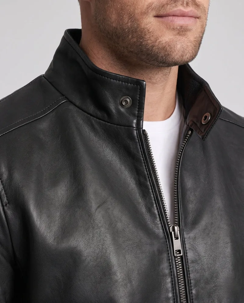 Herren Aviator Kunstlederjacke mit Thermo-Sherpa-Futter und Stehkragen Drune