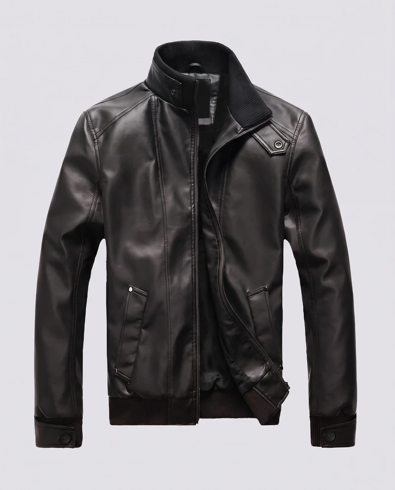 Herren Aviator Kunstlederjacke mit Thermo-Sherpa-Futter und Stehkragen Drune