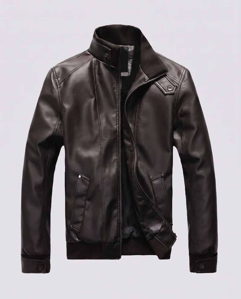 Herren Aviator Kunstlederjacke mit Thermo-Sherpa-Futter und Stehkragen Drune
