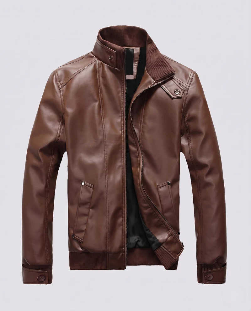 Herren Aviator Kunstlederjacke mit Thermo-Sherpa-Futter und Stehkragen Drune