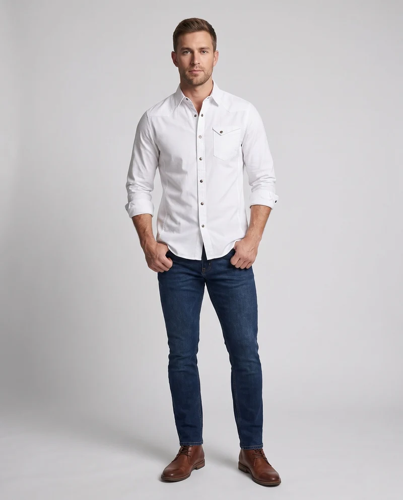 Männer Baumwoll-Overshirt mit Brustklappentasche und lässigem Schnitt Drune