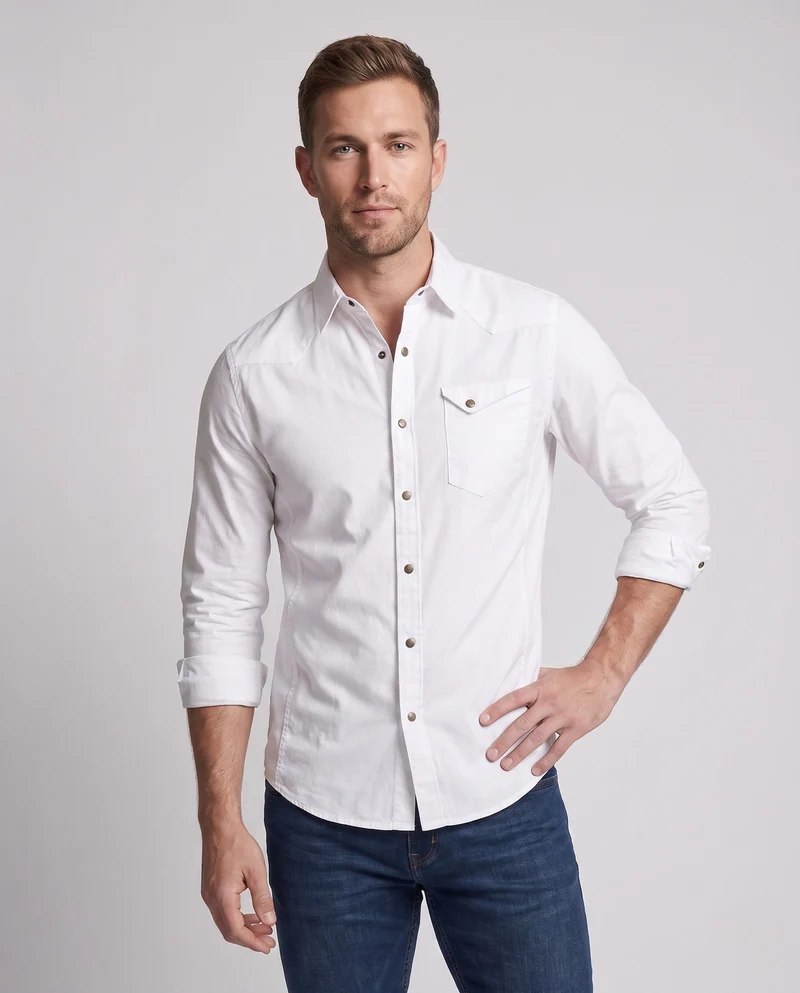 Männer Baumwoll-Overshirt mit Brustklappentasche und lässigem Schnitt Drune