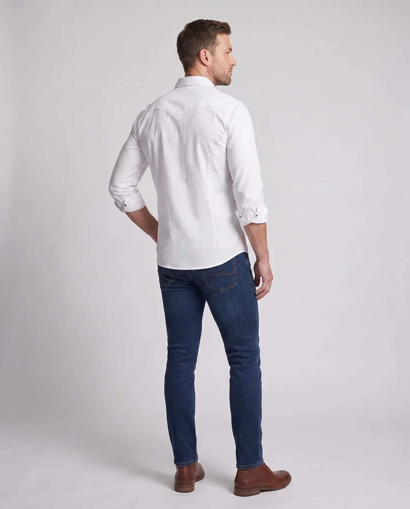 Männer Baumwoll-Overshirt mit Brustklappentasche und lässigem Schnitt Drune