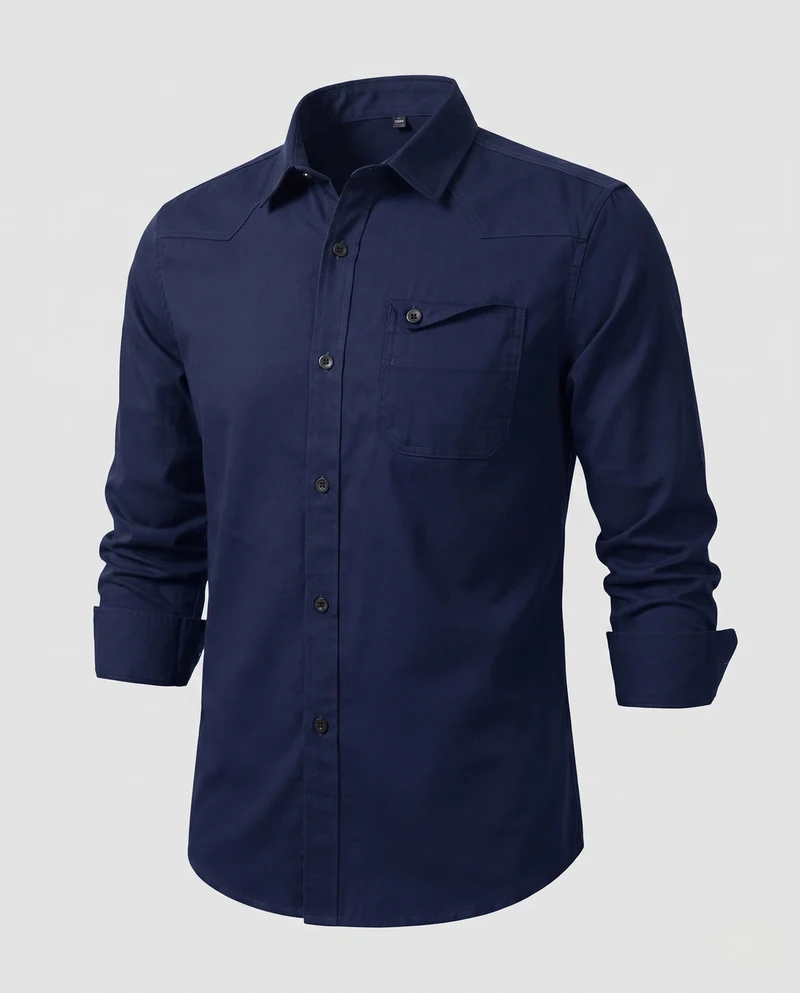 Männer Baumwoll-Overshirt mit Brustklappentasche und lässigem Schnitt Drune