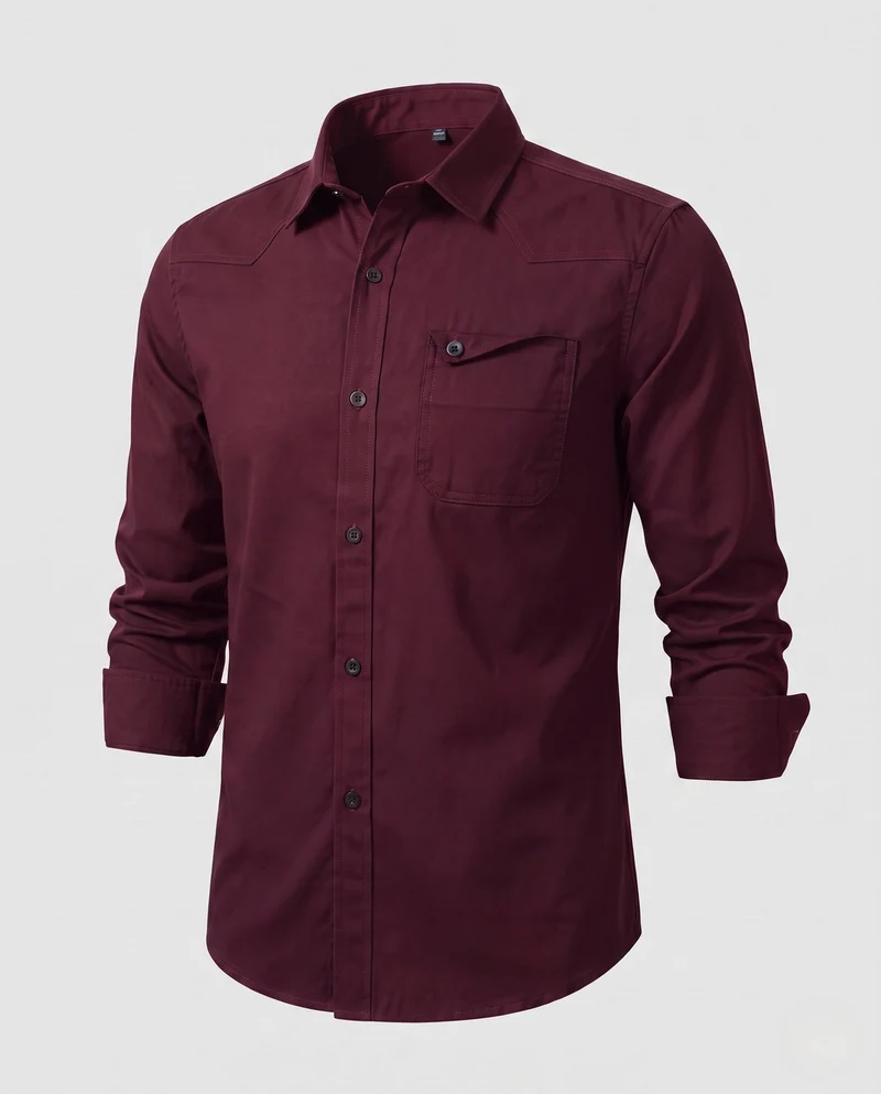 Männer Baumwoll-Overshirt mit Brustklappentasche und lässigem Schnitt Drune