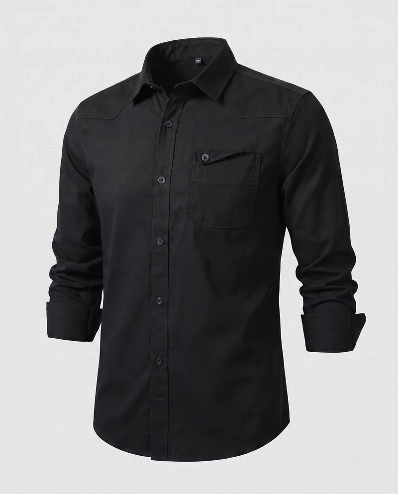 Männer Baumwoll-Overshirt mit Brustklappentasche und lässigem Schnitt Drune