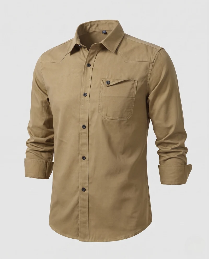 Männer Baumwoll-Overshirt mit Brustklappentasche und lässigem Schnitt Drune