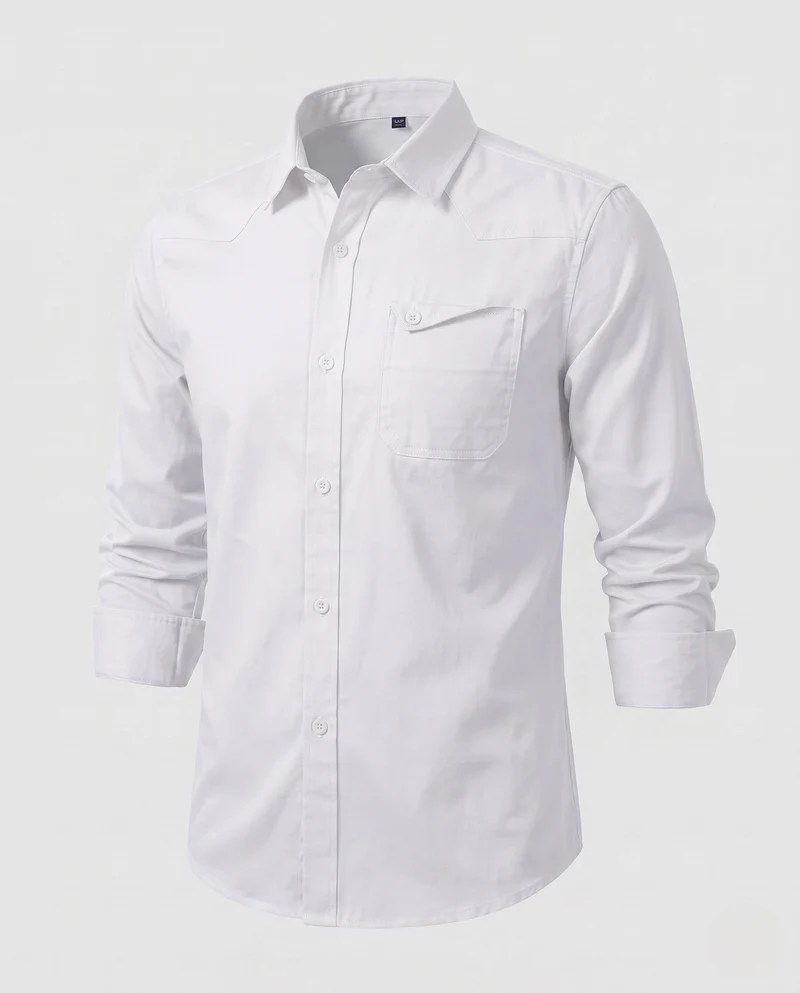 Männer Baumwoll-Overshirt mit Brustklappentasche und lässigem Schnitt Drune