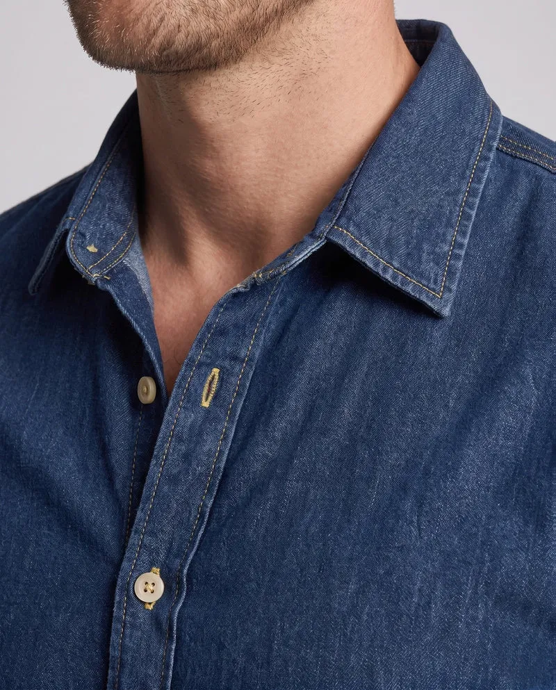 Herren Druck-Denim-Hemd im Overshirt-Stil mit Knopfleiste und lässiger Passform Drune