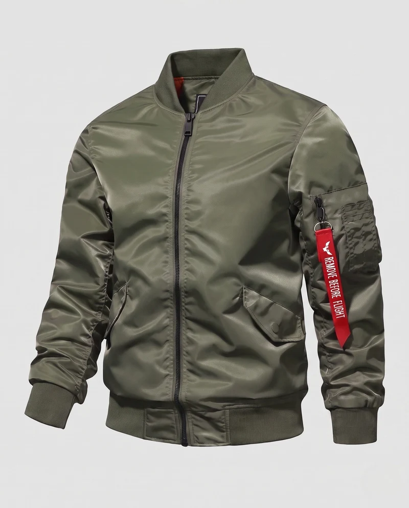 Herren Bomberjacke im Fliegerstil mit wattierter thermischer Fütterung und Taschen auf dem Ärmel Drune