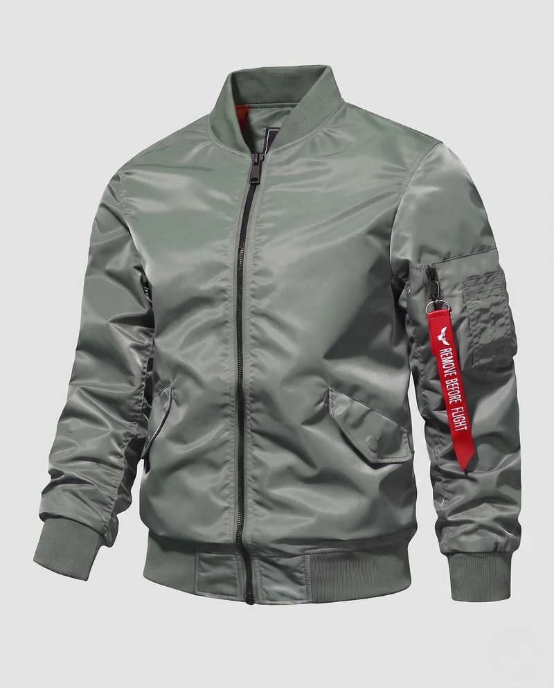 Herren Bomberjacke im Fliegerstil mit wattierter thermischer Fütterung und Taschen auf dem Ärmel Drune